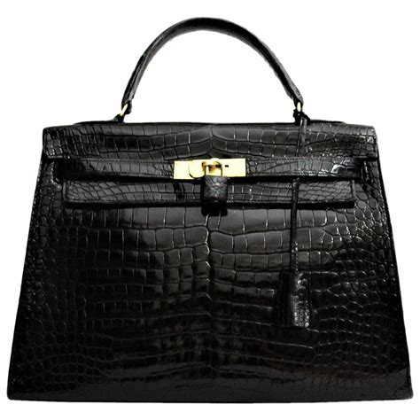 hermes kelly black crocodile
